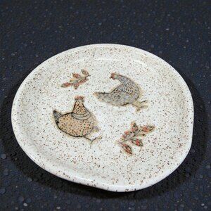 Hand Made USA Folk Art Spoon Rest Spoon Holder With Chicken Pattern Farmhouse